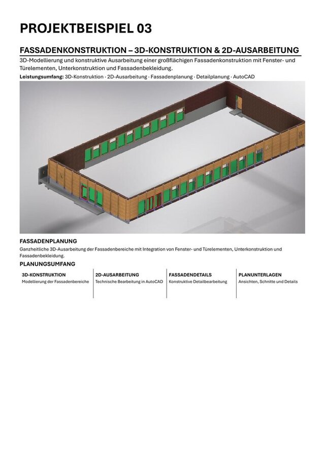 3D model of Façade Construction – 3D Modeling & Technical Drawings