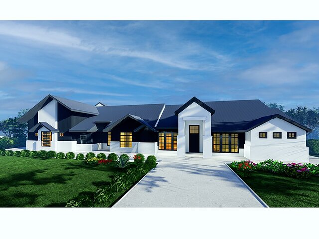 3D model of Modern Monochromatic Farmhouse - High-Contrast Exterior