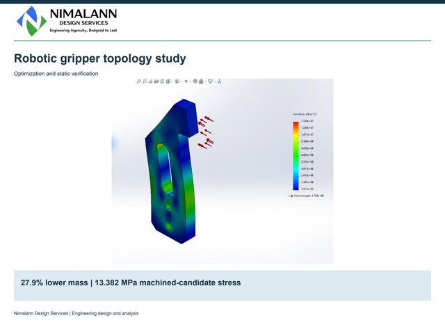 Robotic Gripper | Topology Optimization and FEA – image 1 of 3