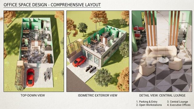 3D model of Modern Office Space Interior and Layout Design
