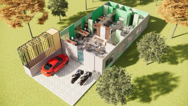 3D model of Modern Office Space Interior and Layout Design