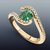 Round Emerald Bypass Ring with French-Set Diamonds in 14K Yellow Gold
