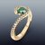 Round Emerald Bypass Ring with French-Set Diamonds in 14K Yellow Gold