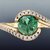 Round Emerald Bypass Ring with French-Set Diamonds in 14K Yellow Gold