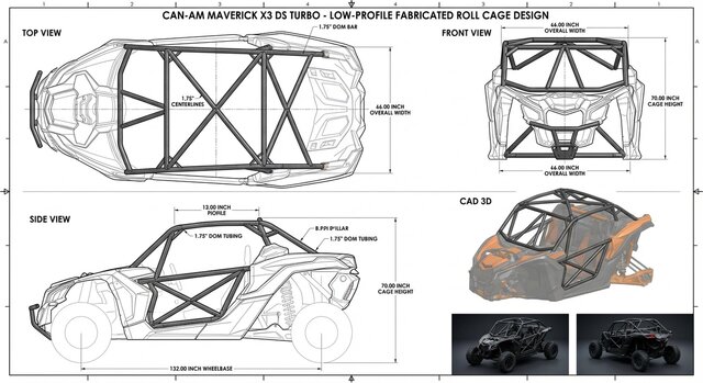 Precision-Engineered Low-Profile Roll Cage Design – Can-Am Maverick X3 DS