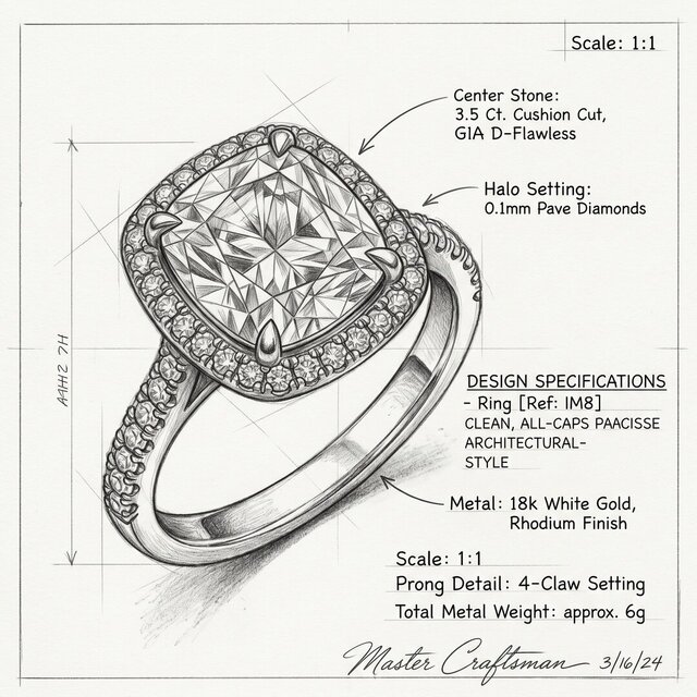 3D model of Luxury Jewelry Collection: From Technical Sketch to Hyper-Realistic 3D Render