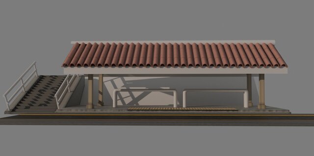 3D model of Japanese Urban Bus Stop – 3D Environment Study