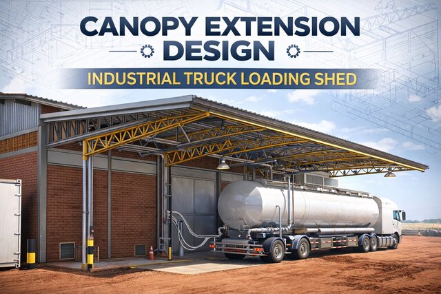 Industrial Canopy Extension Design for Truck Loading – Retrofit Using Existing Structure