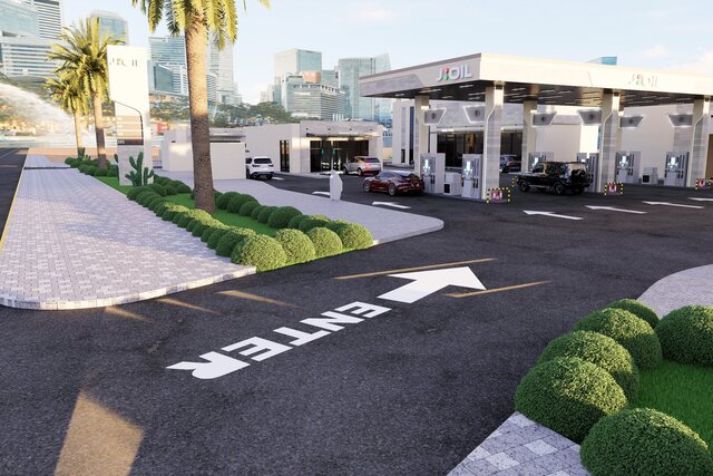 3D model of Modern Fuel Station Complex | Architectural Design & 3D Visualization