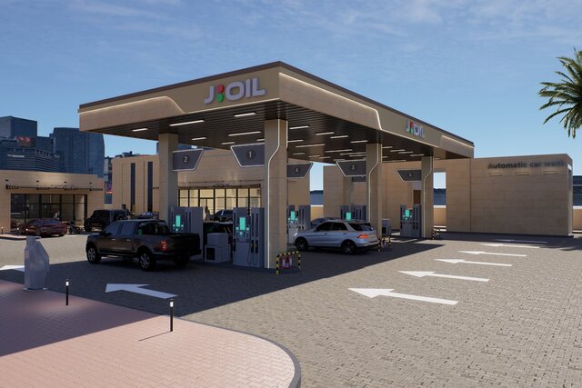 3D model of Modern Fuel Station Complex | Architectural Design & 3D Visualization