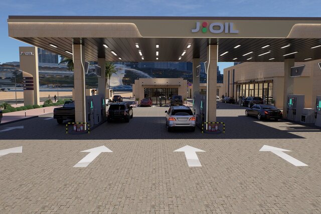 3D model of Modern Fuel Station Complex | Architectural Design & 3D Visualization