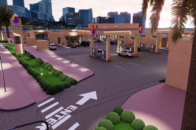 3D model of Modern Fuel Station Complex | Architectural Design & 3D Visualization