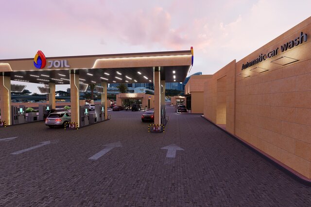 3D model of Modern Fuel Station Complex | Architectural Design & 3D Visualization