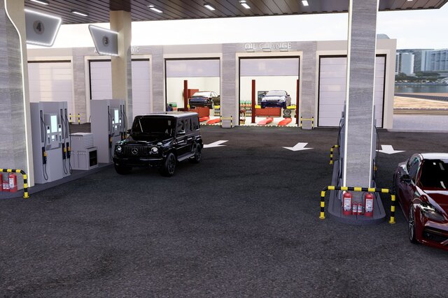 3D model of Modern Fuel Station Complex | Architectural Design & 3D Visualization