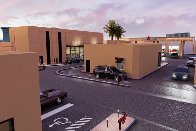 3D model of Modern Fuel Station Complex | Architectural Design & 3D Visualization