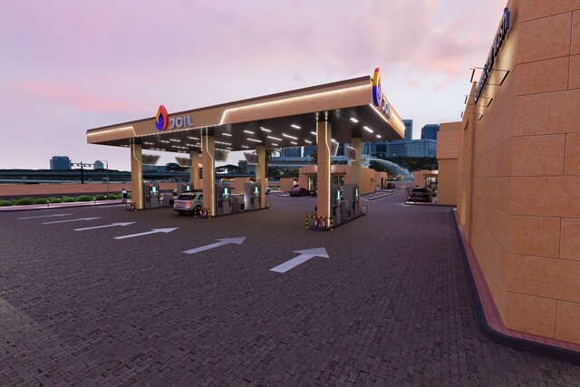 3D model of Modern Fuel Station Complex | Architectural Design & 3D Visualization