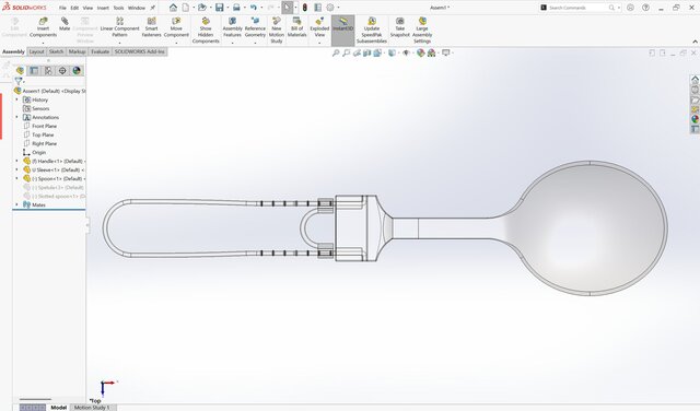 3D model of Interchangeable Kitchen Utensil Handle & Snap-Lock Mechanism