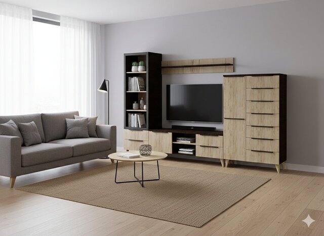 Modern Living Room TV Wall Furniture – SolidWorks