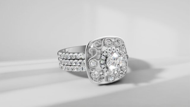 3D model of Custom Halo Ring: 3D CAD model for Production