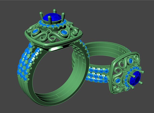 3D model of Custom Halo Ring: 3D CAD model for Production