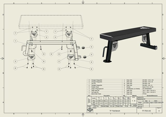 3D model of Flat Bench