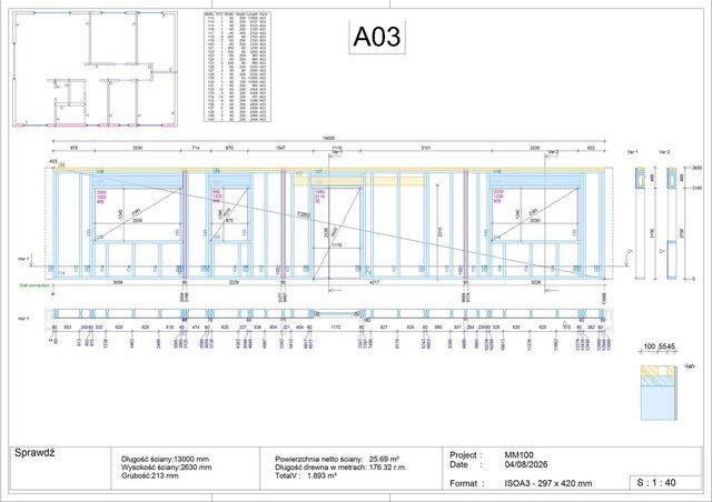 3D model of Workshop prefabrication drawings of timber frame structure with cutting lists