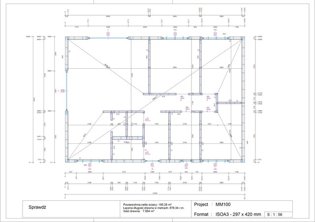 3D model of Workshop prefabrication drawings of timber frame structure with cutting lists