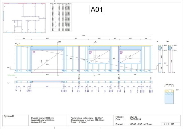 3D model of Workshop prefabrication drawings of timber frame structure with cutting lists