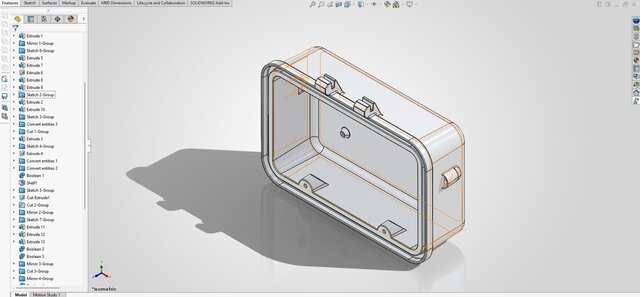 3D model of Aluminum Die-Cast Enclosure | Reverse Engineering & CAD Reconstruction