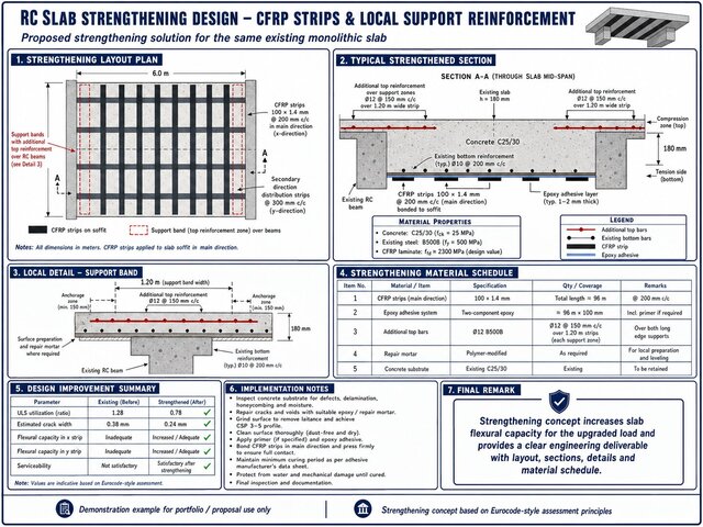 3D model of Existing reinforced-concrete monolithic slab assessment and strengthening design.