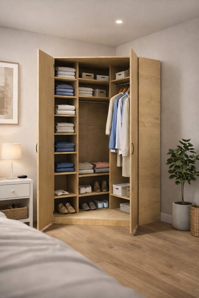 Modern Corner Wardrobe – SolidWorks Furniture Design