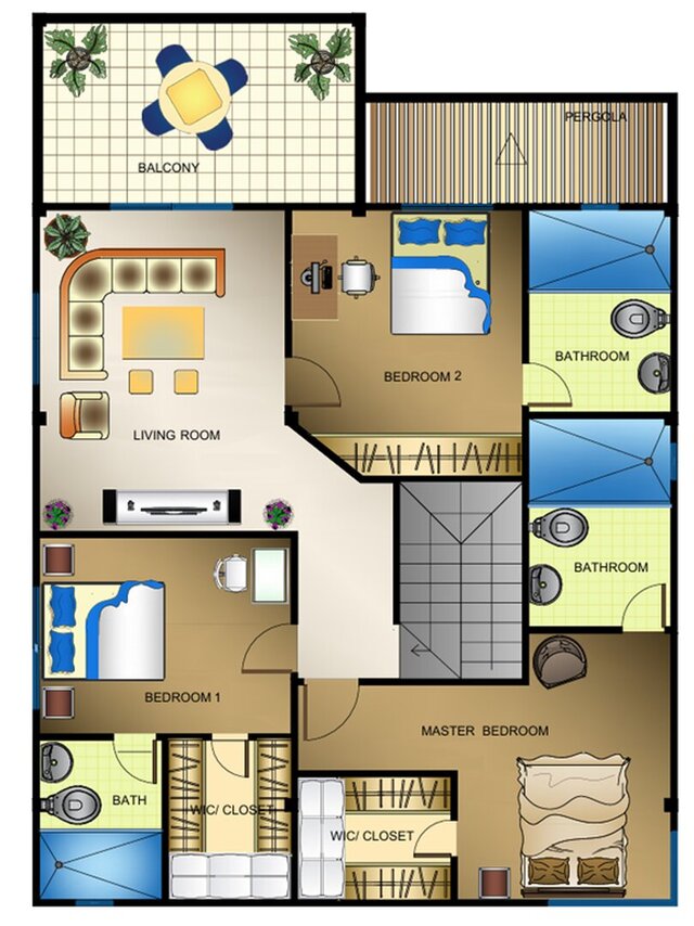 2D Colored Floor Plan Presentation for Real Estate & Marketing – image 1 of 2