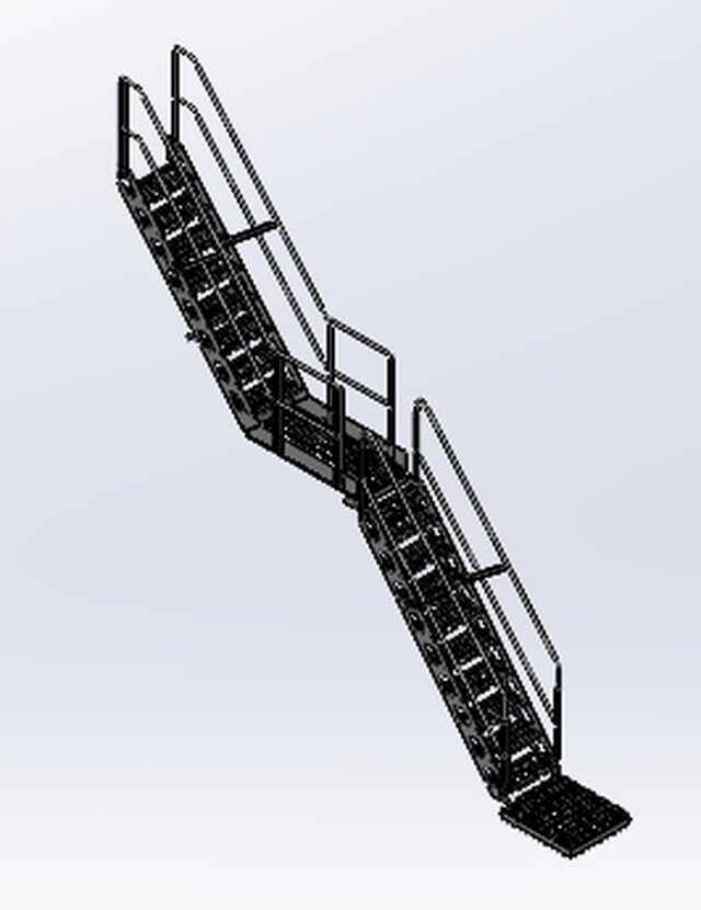 Modular Industrial Staircase with Intermediate Landing