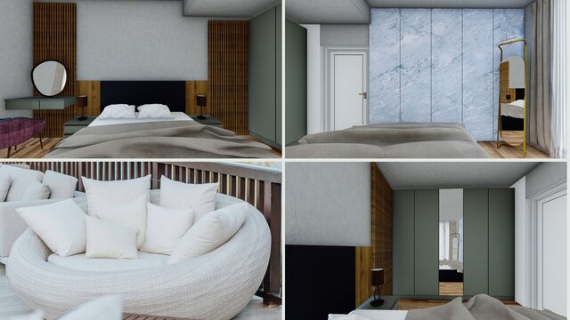 3D model of 46m² Apartment Interior Design & Furniture Documentation