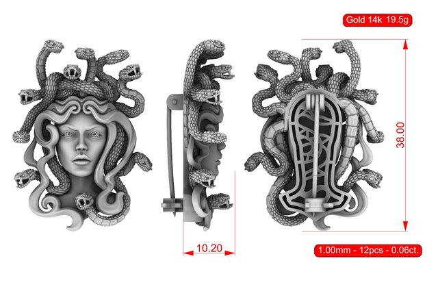 3D model of The Medusa Gorgon Brooch