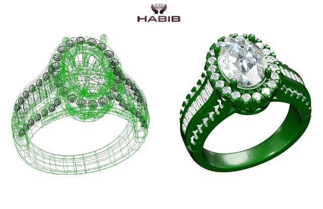 Luxury Diamond Halo Engagement Ring – Jewellery CAD Design – image 6 of 6