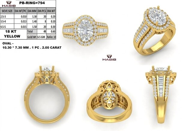 Luxury Diamond Halo Engagement Ring – Jewellery CAD Design – image 5 of 6