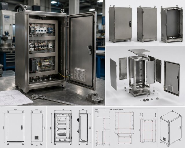 3D model of Industrial IP66 Stainless Steel Electrical Control Cabinet | Sheet Metal Design & Manufacturing