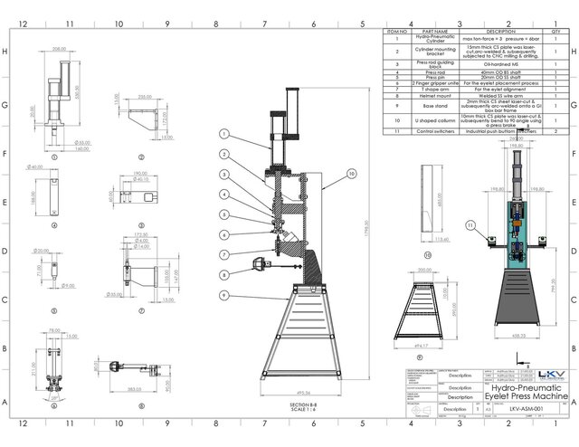 Semi-Automatic Hydro-Pneumatic Eyelet Press Machine | Machine Design & Development – image 9 of 22