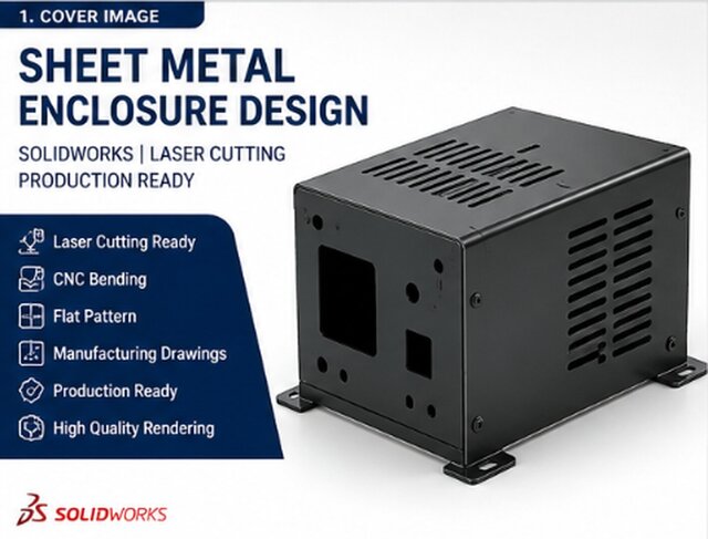 3D model of Sheet Metal Enclosure Design | SolidWorks | CNC Bending | Laser Cutting | Production Ready