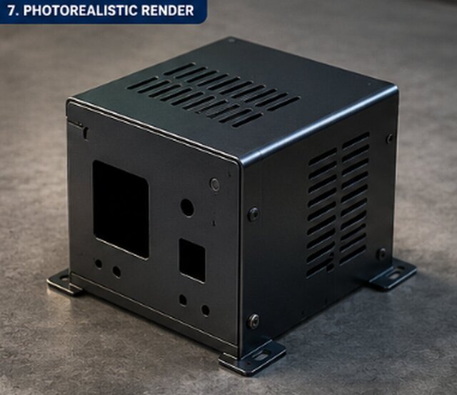 3D model of Sheet Metal Enclosure Design | SolidWorks | CNC Bending | Laser Cutting | Production Ready