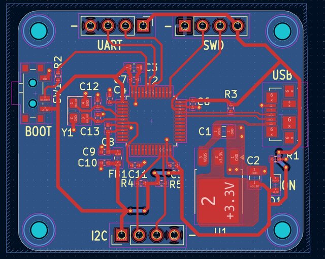 3D model of STM32F103C8T6 Minimum Development Board PCB
