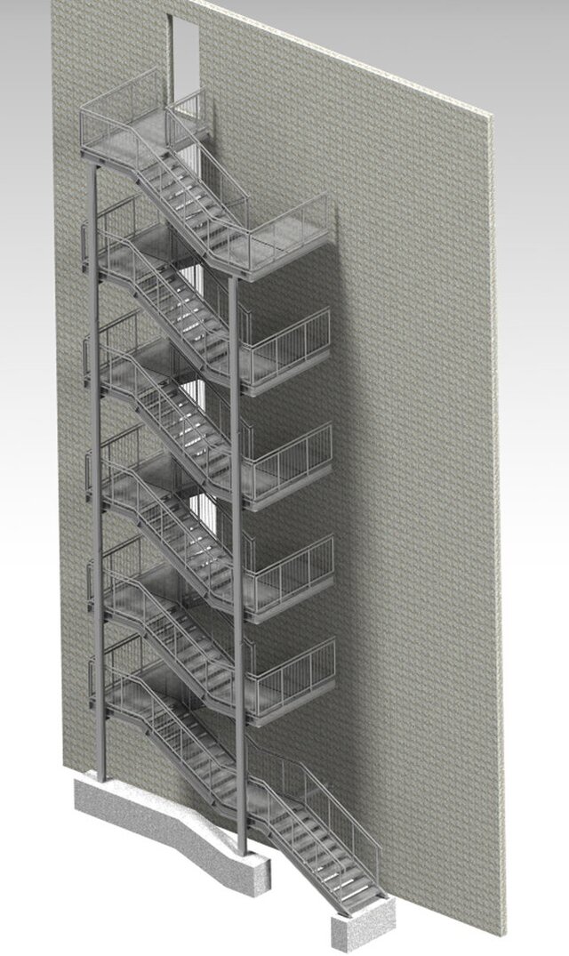 Fire Escape Staircase Design & Fabrication Drawings for Hotel_Germany