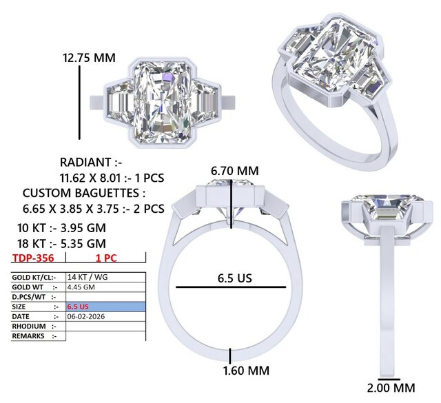 3D model of Custom Diamond Engagement Ring | Production Ready Jewelry CAD