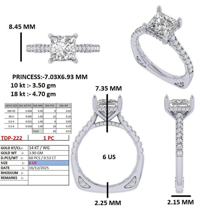 3D model of Custom Diamond Engagement Ring | Production Ready Jewelry CAD