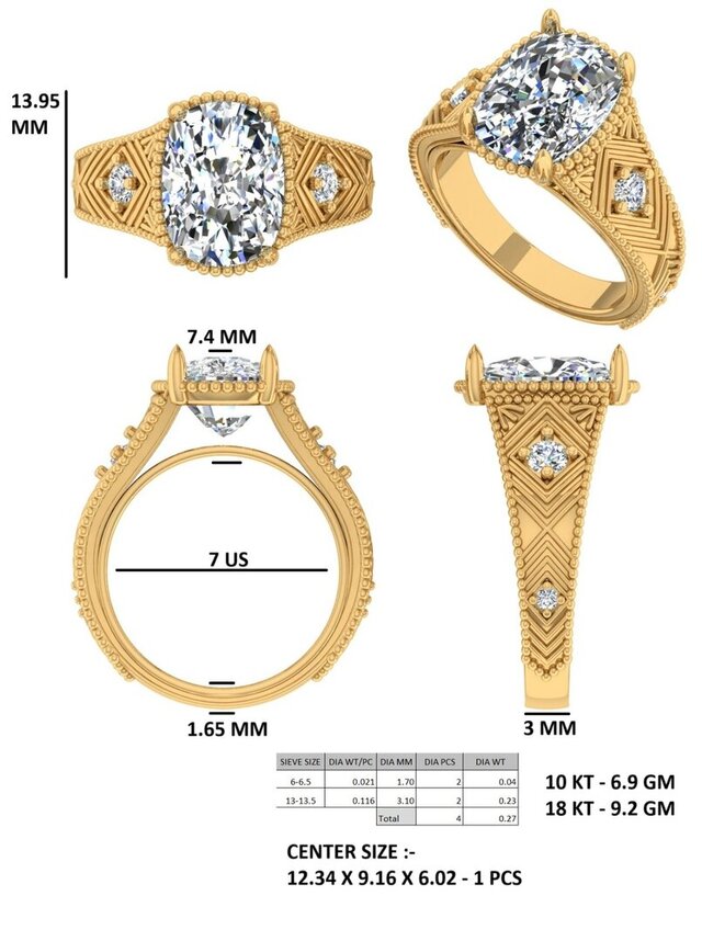 3D model of Custom Diamond Engagement Ring | Production Ready Jewelry CAD