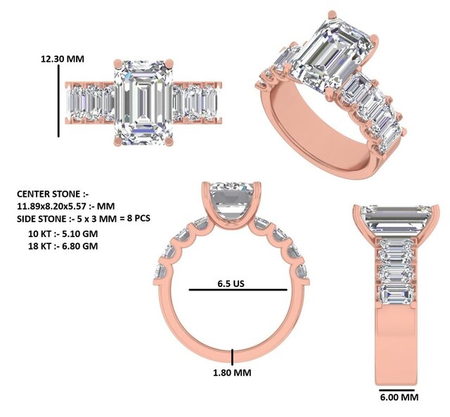 3D model of Custom Diamond Engagement Ring | Production Ready Jewelry CAD