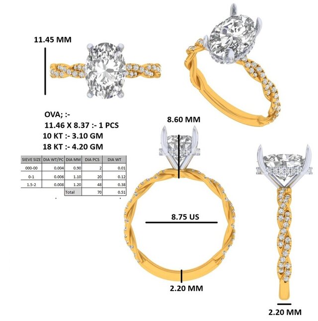 3D model of Custom Diamond Engagement Ring | Production Ready Jewelry CAD