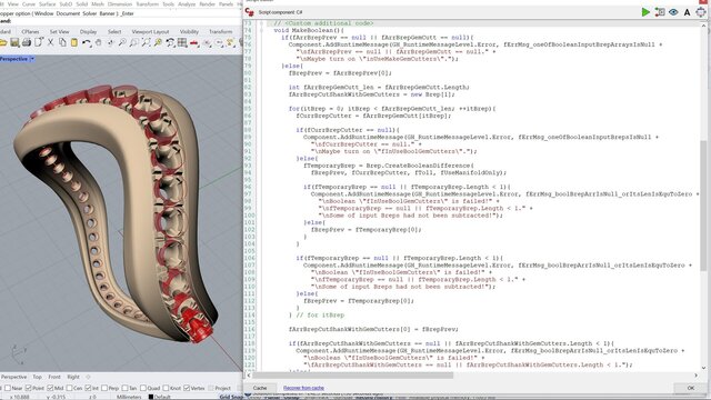3D model of Gem cutter Grasshopper C# script