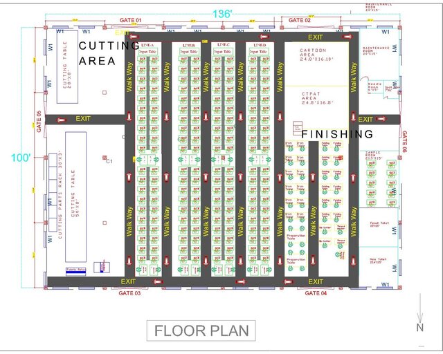 3D model of Garments Factory Layout Plan | Autocad 2d Industrial Layout Design